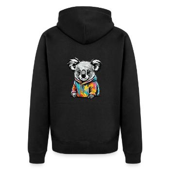Bunter Graffiti Koala Koalabär - Unisex Premium Bio Zip Hoodie - Schwarz - Hinten - Nico (187cm)
