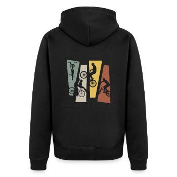 Vintage Retro Bike - Unisex Premium Organic Zip Hoodie - black - Back - Nico (187cm)
