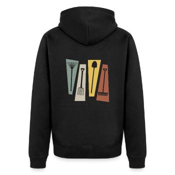 Vintage-Retro-Gartenarbeit - Unisex Premium Bio Zip Hoodie - Schwarz - Hinten - Nico (187cm)