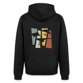 Vintage Retro Gleitschirmfliegen - Unisex Premium Bio Zip Hoodie - Schwarz - Hinten - Nico (187cm)