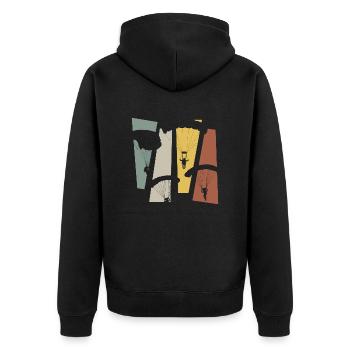 Vintage Retro Fallschirm - Unisex Premium Bio Zip Hoodie - Schwarz - Hinten - Nico (187cm)