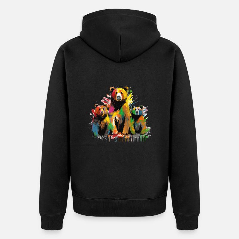 Ours Grafitti - Veste à capuche bio Premium Unisexe - noir
