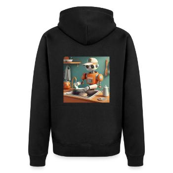 cute little orange futuristic vintage robot - Unisex Premium Organic Zip Hoodie - black - Back - Nico (187cm)
