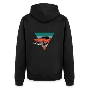Voiture ancienne vintage - idée cadeau rétro - Veste à capuche bio Premium Unisexe - noir - Dos - Nico (187cm)