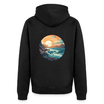 Plage rocheuse - Veste à capuche bio Premium Unisexe - noir - Dos - Nico (187cm)