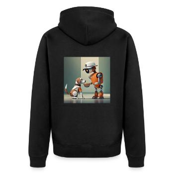 cute little orange futuristic vintage robots - Unisex Premium Organic Zip Hoodie - black - Back - Nico (187cm)
