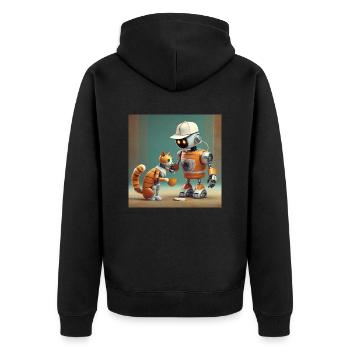 mignon petit orange futuriste vintage robots - Veste à capuche bio Premium Unisexe - noir - Dos - Nico (187cm)