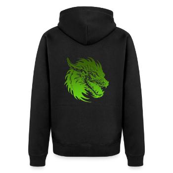 Fantasy Drache Anime Drachenkopf Mythisches Reptil - Unisex Premium Bio Zip Hoodie - Schwarz - Hinten - Nico (187cm)