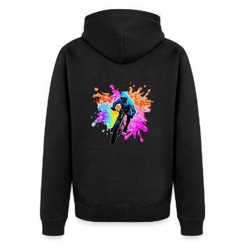 Radfahrer Radeln Fahrradfahrer Radfahren Fahrrad - Unisex Premium Bio Zip Hoodie - Schwarz - Hinten - Nico (187cm)