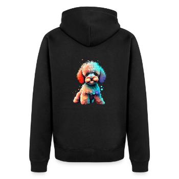 Pudel Hundehalter Hundewelpe Hundeliebe Pudelwelpe - Unisex Premium Bio Zip Hoodie - Schwarz - Hinten - Nico (187cm)