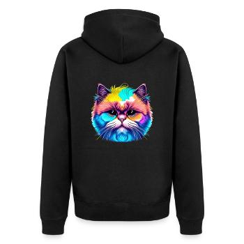 Chat, Animal de compagnie, Chat domestique, Chaton, Propriétaire de chat - Veste à capuche bio Premium Unisexe - noir - Dos - Nico (187cm)