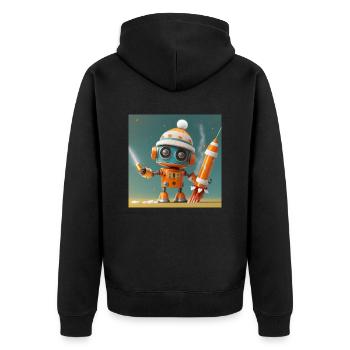 robot is launching New Year's Eve rockets - Unisex Premium Organic Zip Hoodie - black - Back - Nico (187cm)