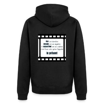Proverbe de Chine de Proverbe Chinois et citation - Veste à capuche bio Premium Unisexe - noir - Dos - Nico (187cm)
