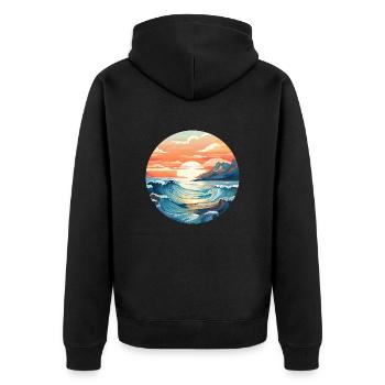 Sea waves - Unisex Premium Organic Zip Hoodie - black - Back - Nico (187cm)