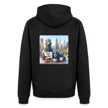 Famille de pigeons - Veste à capuche bio Premium Unisexe - noir - Dos - Nico (187cm)