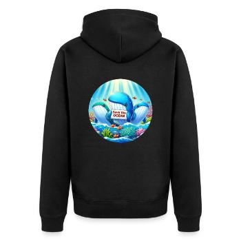 Wal Familie - Unisex Premium Bio Zip Hoodie - Schwarz - Hinten - Nico (187cm)