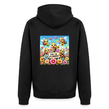 Rettet die Blumen - Unisex Premium Bio Zip Hoodie - Schwarz - Hinten - Nico (187cm)