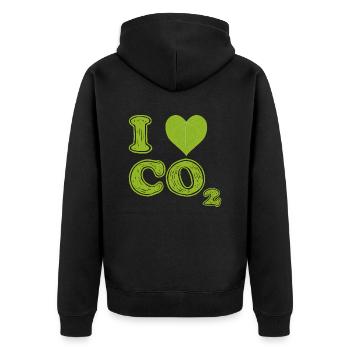 I love Co2 - Unisex Premium Organic Zip Hoodie - black - Back - Nico (187cm)