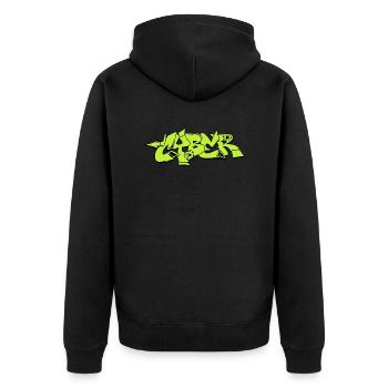Graffiti Street Art Sprühfarben cooler Künstler Urban - Unisex Premium Bio Zip Hoodie - Schwarz - Hinten - Nico (187cm)