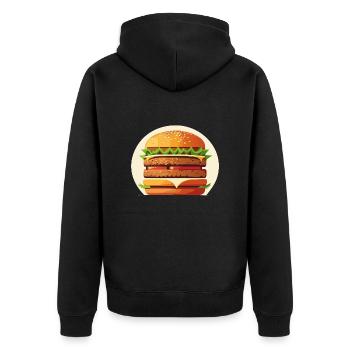 Saftiger leckerer Burger - Unisex Premium Bio Zip Hoodie - Schwarz - Hinten - Nico (187cm)