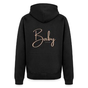 Baby 2024 - Unisex Premium Bio Zip Hoodie - Schwarz - Hinten - Nico (187cm)