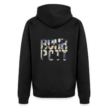 Ruhrpott Schriftzug - Unisex Premium Bio Zip Hoodie - Schwarz - Hinten - Nico (187cm)
