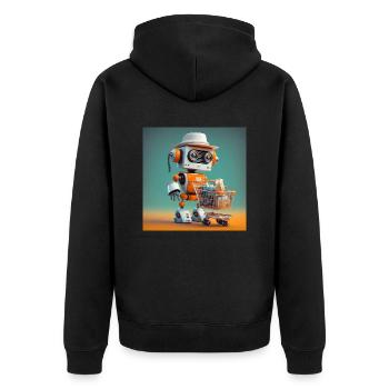 cute little orange futuristic vintage robot - Unisex Premium Organic Zip Hoodie - black - Back - Nico (187cm)