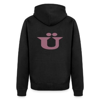 Ü - Unisex Premium Bio Zip Hoodie - Schwarz - Hinten - Nico (187cm)
