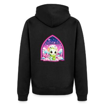 Kleiner Drache - Knuddel mich (Green Edition) - Unisex Premium Bio Zip Hoodie - Schwarz - Hinten - Nico (187cm)