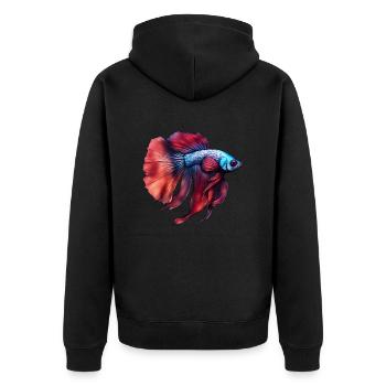 Poisson betta siamois - Veste à capuche bio Premium Unisexe - noir - Dos - Nico (187cm)