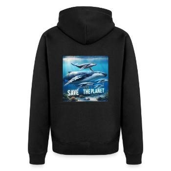 Famille des baleines - Veste à capuche bio Premium Unisexe - noir - Dos - Nico (187cm)