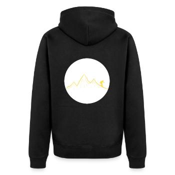 Ski dich frei! (gelb) - Unisex Premium Bio Zip Hoodie - Schwarz - Hinten - Nico (187cm)