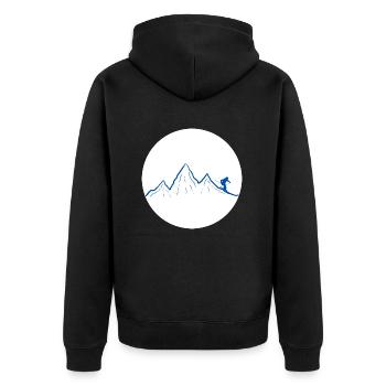 Ski dich frei! (dunkel blau) - Unisex Premium Bio Zip Hoodie - Schwarz - Hinten - Nico (187cm)