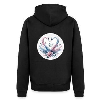 Cygne : L'amour tendre - Veste à capuche bio Premium Unisexe - noir - Dos - Nico (187cm)