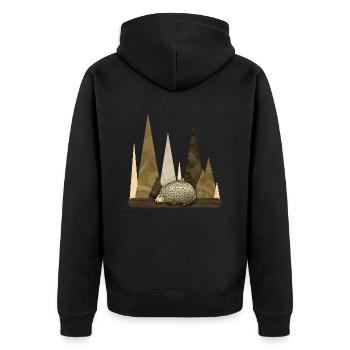 Igel - Unisex Premium Bio Zip Hoodie - Schwarz - Hinten - Nico (187cm)
