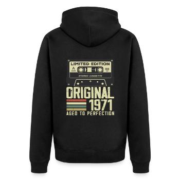 53rd Retro Style Anniversary Gift 1971 - Unisex Premium Organic Zip Hoodie - black - Back - Nico (187cm)