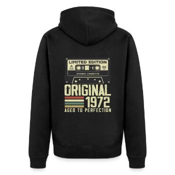 52e Cadeau Anniversaire Style rétro 1972 - Veste à capuche bio Premium Unisexe - noir - Dos - Nico (187cm)