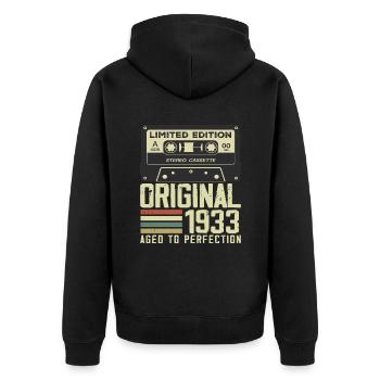 91st Retro Style Anniversary Gift 1933 - Unisex Premium Organic Zip Hoodie - black - Back - Nico (187cm)