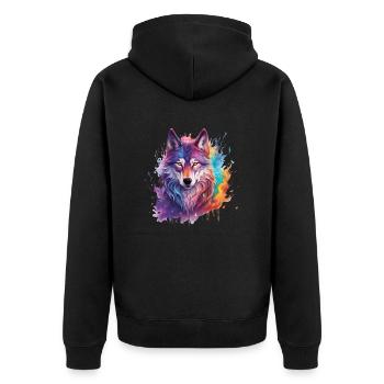 magic wolf - Unisex Premium Bio Zip Hoodie - Schwarz - Hinten - Nico (187cm)