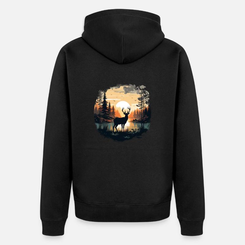 Forêt de cerfs - Veste à capuche bio Premium Unisexe - noir