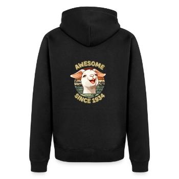 awesome Since 1934 - Humor 1934 Birthday Gift - Unisex Premium Organic Zip Hoodie - black - Back - Nico (187cm)