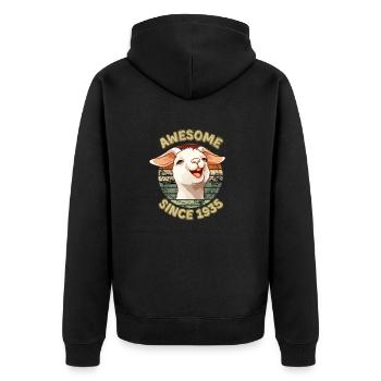 awesome Since 1935 - Geburtstagsgeschenk Humor 1935 - Unisex Premium Bio Zip Hoodie - Schwarz - Hinten - Nico (187cm)