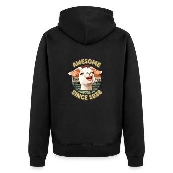 awesome Since 1938 - Humor 1938 Geburtstagsgeschenk - Unisex Premium Bio Zip Hoodie - Schwarz - Hinten - Nico (187cm)