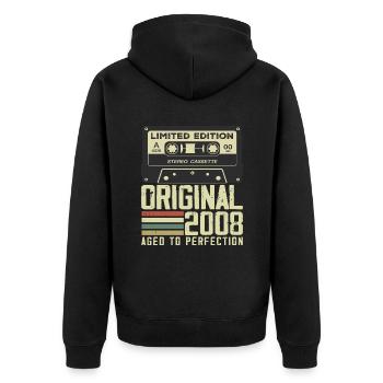 16th Retro Style Anniversary Gift 2008 - Unisex Premium Organic Zip Hoodie - black - Back - Nico (187cm)