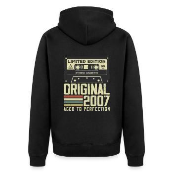 Geschenk zum 17. Jubiläum im Retro-Stil 2007 - Unisex Premium Bio Zip Hoodie - Schwarz - Hinten - Nico (187cm)