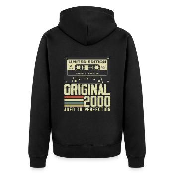 24th Retro Style Anniversary Gift 2000 - Unisex Premium Organic Zip Hoodie - black - Back - Nico (187cm)
