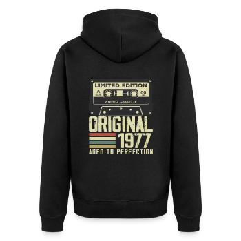 47th Retro Style Anniversary Gift 1977 - Unisex Premium Organic Zip Hoodie - black - Back - Nico (187cm)