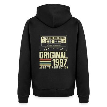 37e Cadeau Anniversaire Style rétro 1987 - Veste à capuche bio Premium Unisexe - noir - Dos - Nico (187cm)