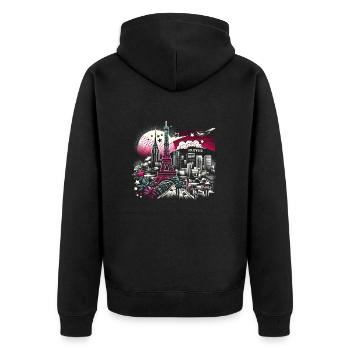 Paris romantique Hollywood – Art magique de la ville - Veste à capuche bio Premium Unisexe - noir - Dos - Nico (187cm)