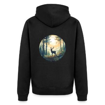 Lonely deer - Unisex Premium Organic Zip Hoodie - black - Back - Nico (187cm)